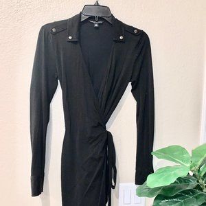 Banana Republic Black Cotton Wrap Dress, Size S